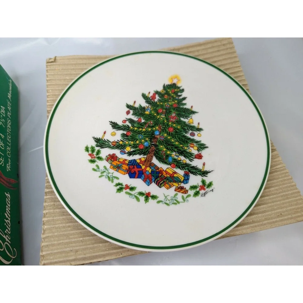 Christmas Tree Gifts Plate 7.5 Inch Lot‎ of 4 Artmark 1986